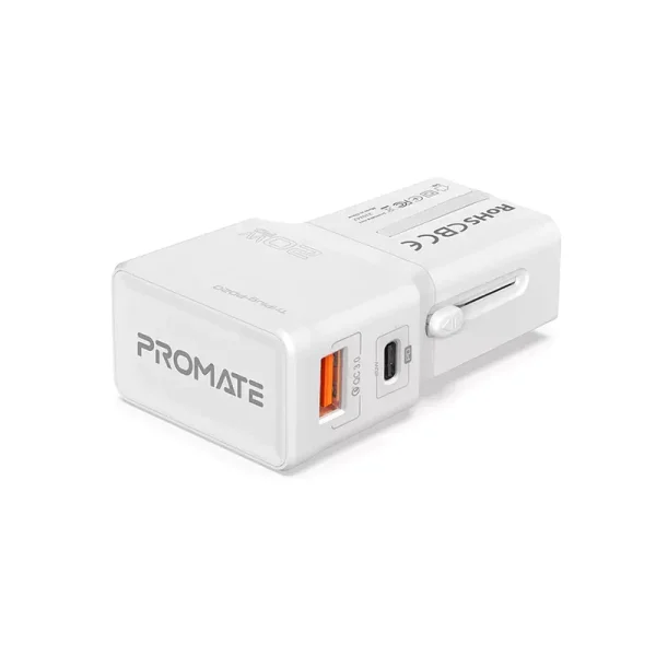 شارژر دیواری هوشمند پرومیت مدل TRIPLUG-PD20.WHITE