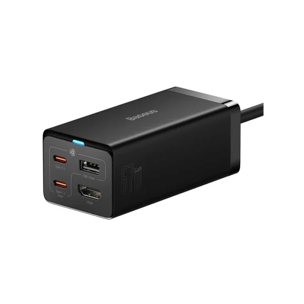 شارژر رومیزی و هاب بیسوس 67 واتی و انتقال تصویر 4K ( با 4 خروجی) مدل Baseus GaN5 Pro CCGP110201