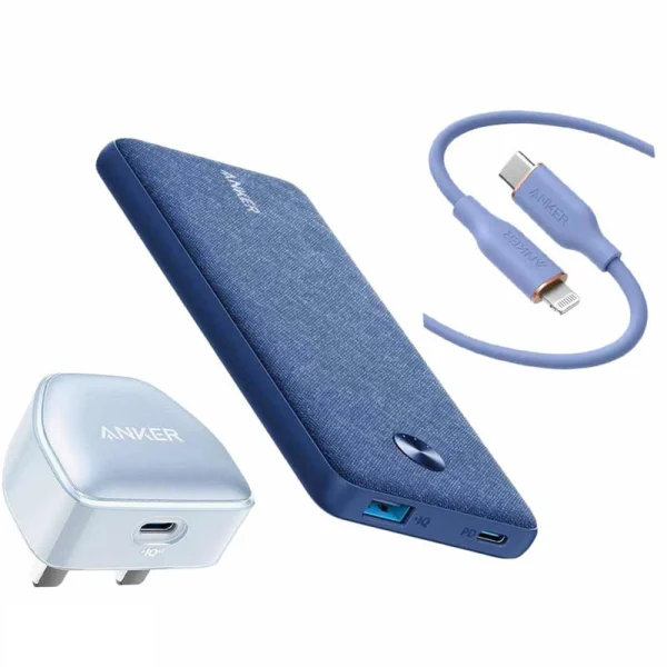 پک شارژ 3 در 1 انکر مدل Anker Iphone Starter Kit 3 in 1 (پاوربانک 20000 میلی آمپر ، کابل تایپ C به لایتنینگ ، شارژر 20 وات)