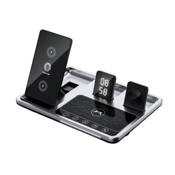 پایه شارژر وایرلس 4 کاره گرین لاین مدل Green Lion 4in1 Wireless Charging Station GN4IN1WCSGY با توان 15W